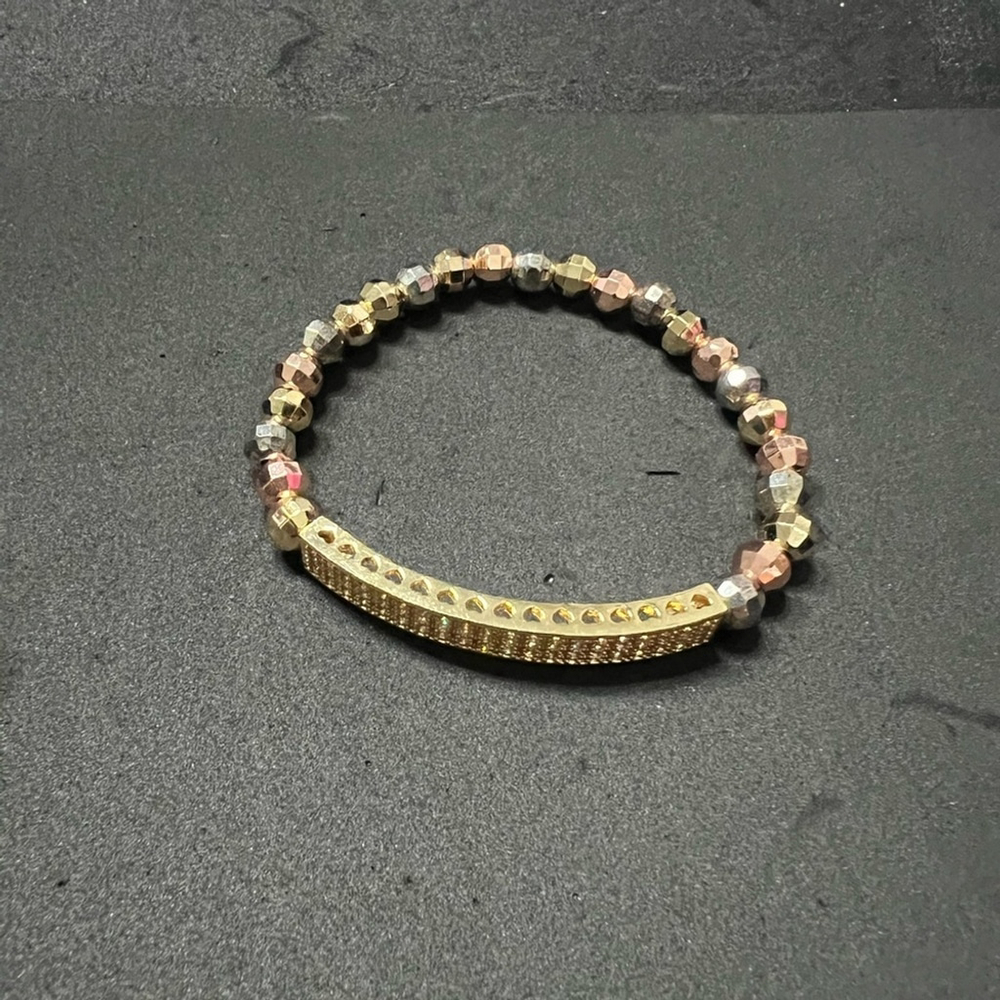 14K Gold Plated Women's Tri-Color Pearl Bracelet Brand New - Picture 4 of 6